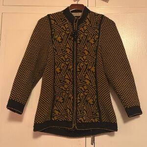 Vintage full zip sweater | Black & Gold | Small
